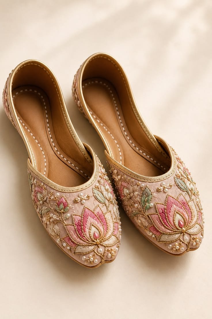 lotus embroidered luxury juttis 🌸✨ elegant handcrafted indian footwear
